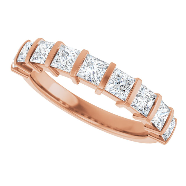 10K Gold Square Lab-Grown Diamond Bar Channel-Set Anniversary Band – 1 1/3–2 3/4 CTW - Rose Gold - view 5