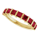 14K Gold Square Lab-Grown Red Ruby Bar Channel-Set Anniversary Band - Yellow Gold - view 5