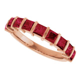 14K Gold Square Lab-Grown Red Ruby Bar Channel-Set Anniversary Band - Rose Gold - view 5