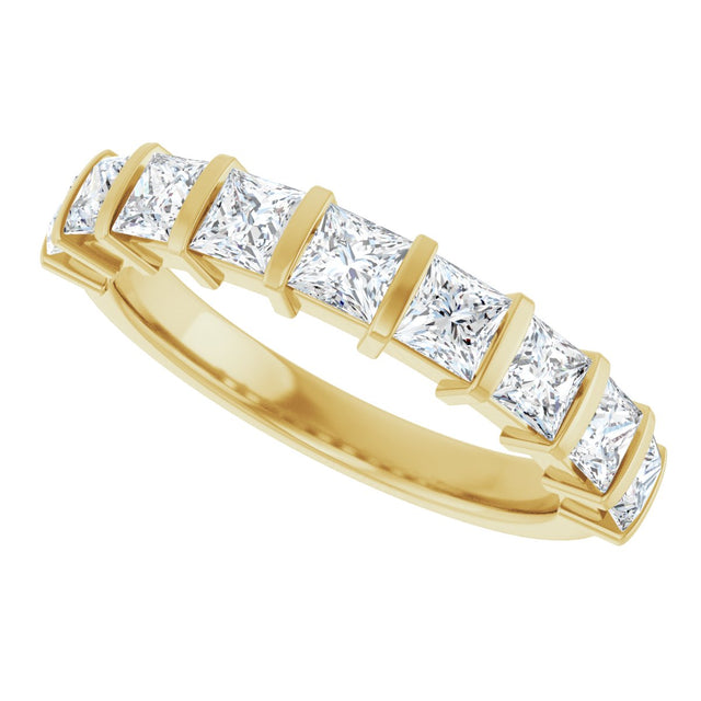 10K Gold Square Lab-Grown Diamond Bar Channel-Set Anniversary Band – 1 1/3–2 3/4 CTW - Yellow Gold - view 5