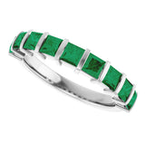 Platinum Square Lab-Grown Green Emerald Bar Channel-Set Anniversary Band - view 5