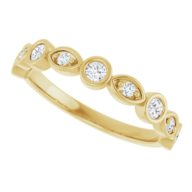 14K Gold Round Natural Diamond Anniversary Band – 1/8–5/8 CTW - Yellow Gold - view 5