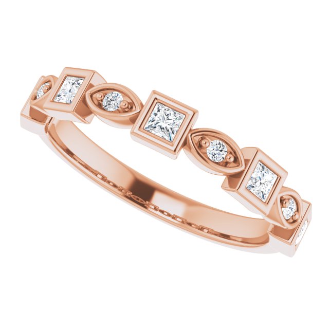 14K Gold Square Natural Diamond Anniversary Band – 1/5–9/10 CTW - Rose Gold - view 5