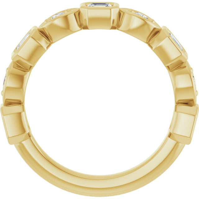 14K Gold Asscher Natural Diamond Anniversary Band – 3/8–9/10 CTW - Yellow Gold - view 2