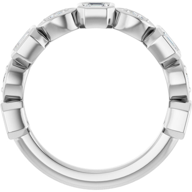 14K Gold Asscher Natural Diamond Anniversary Band – 3/8–9/10 CTW - White Gold - view 2