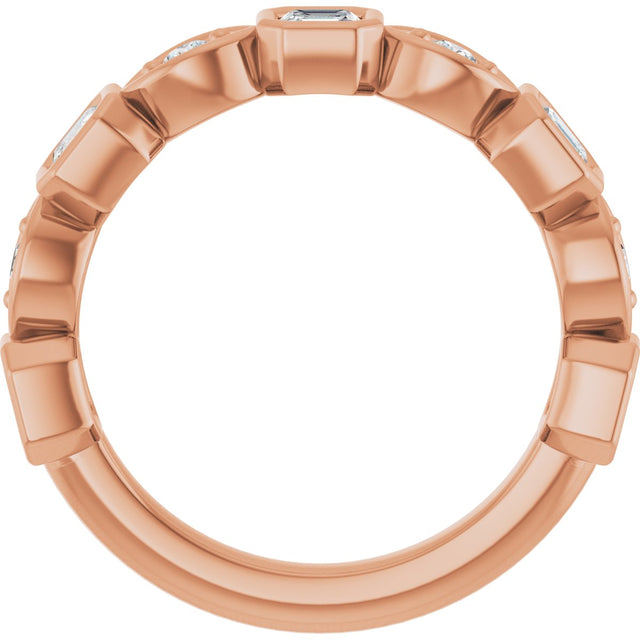 14K Gold Asscher Natural Diamond Anniversary Band – 3/8–9/10 CTW - Rose Gold - view 2