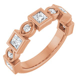 14K Gold Square Natural Diamond Anniversary Band – 1/5–9/10 CTW - Rose Gold