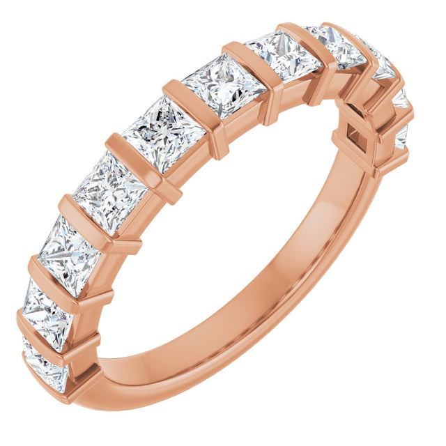 10K Gold Square Lab-Grown Diamond Bar Channel-Set Anniversary Band – 1/3–1 1/5 CTW - Rose Gold