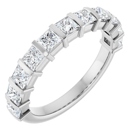 10K Gold Square Natural Diamond Bar Channel-Set Anniversary Band – 1 3/8–2 3/4 CTW - White Gold