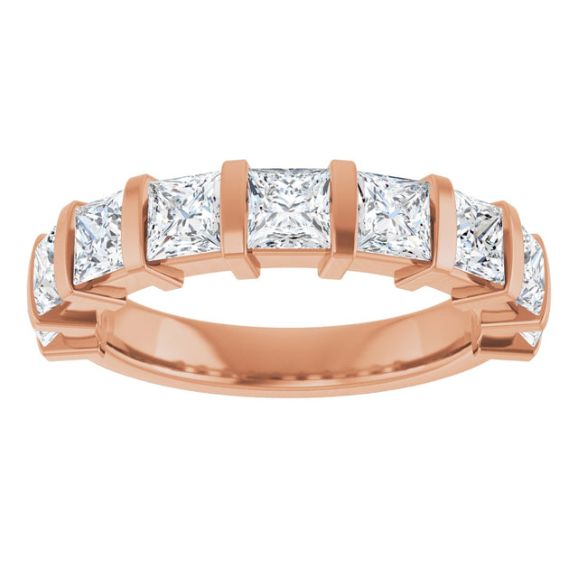 10K Gold Square Natural Diamond Bar Channel-Set Anniversary Band – 1 3/8–2 3/4 CTW - Rose Gold - view 3