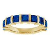 14K Gold Square Lab-Grown Blue Sapphire Bar Channel-Set Anniversary Band - Yellow Gold - view 3