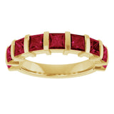 14K Gold Square Lab-Grown Red Ruby Bar Channel-Set Anniversary Band - Yellow Gold - view 3