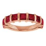 14K Gold Square Lab-Grown Red Ruby Bar Channel-Set Anniversary Band - Rose Gold - view 3