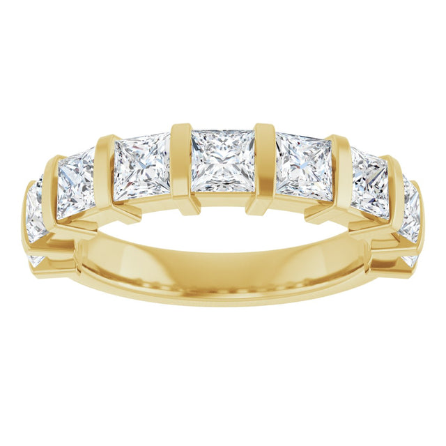 10K Gold Square Natural Diamond Bar Channel-Set Anniversary Band – 1 3/8–2 3/4 CTW - Yellow Gold - view 3