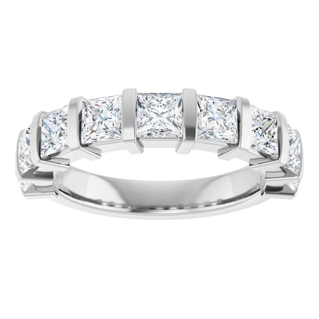10K Gold Square Natural Diamond Bar Channel-Set Anniversary Band – 1 3/8–2 3/4 CTW - White Gold - view 3