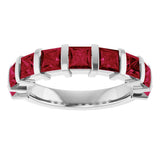 Platinum Square Lab-Grown Red Ruby Bar Channel-Set Anniversary Band - view 3