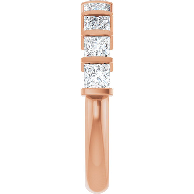 10K Gold Square Lab-Grown Diamond Bar Channel-Set Anniversary Band – 1 1/3–2 3/4 CTW - Rose Gold - view 4