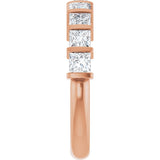 10K Gold Square Natural Diamond Bar Channel-Set Anniversary Band – 1 3/8–2 3/4 CTW - Rose Gold - view 4