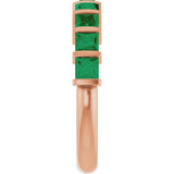 14K Gold Square Lab-Grown Green Emerald Bar Channel-Set Anniversary Band - Rose Gold - view 4