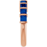 14K Gold Square Natural Blue Sapphire Bar Channel-Set Anniversary Band - Rose Gold - view 4