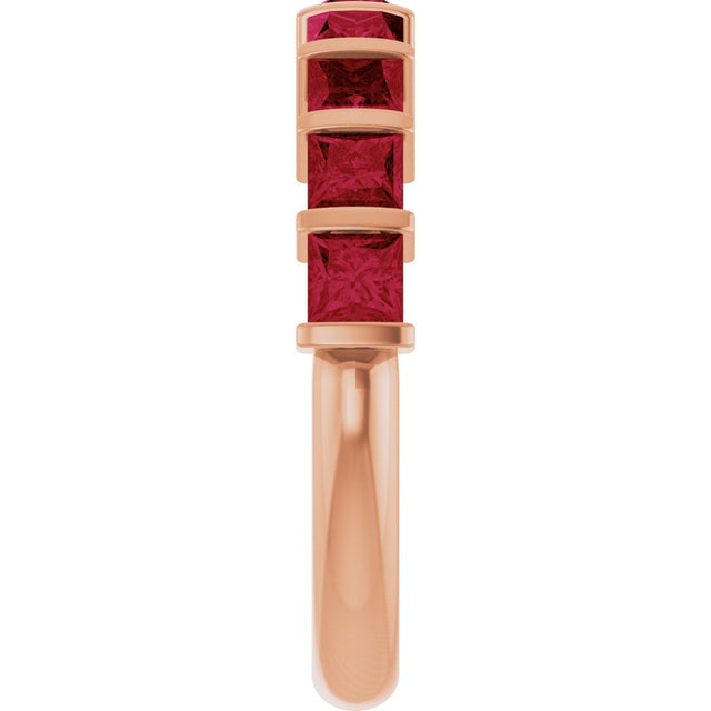 14K Gold Square Lab-Grown Red Ruby Bar Channel-Set Anniversary Band - Rose Gold - view 4
