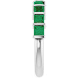 Platinum Square Lab-Grown Green Emerald Bar Channel-Set Anniversary Band - view 4