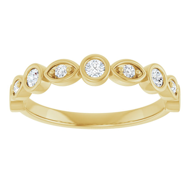 14K Gold Round Natural Diamond Anniversary Band – 1/8–5/8 CTW - Yellow Gold - view 3