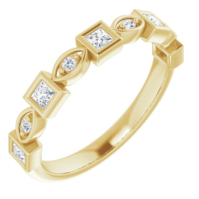 14K Gold Square Natural Diamond Anniversary Band – 1/5–9/10 CTW - Yellow Gold