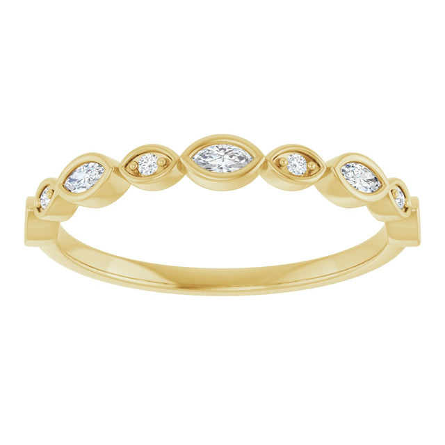14K Gold Marquise Lab-Grown Diamond Anniversary Band – 1/6–1/3 CTW - Yellow Gold - view 3