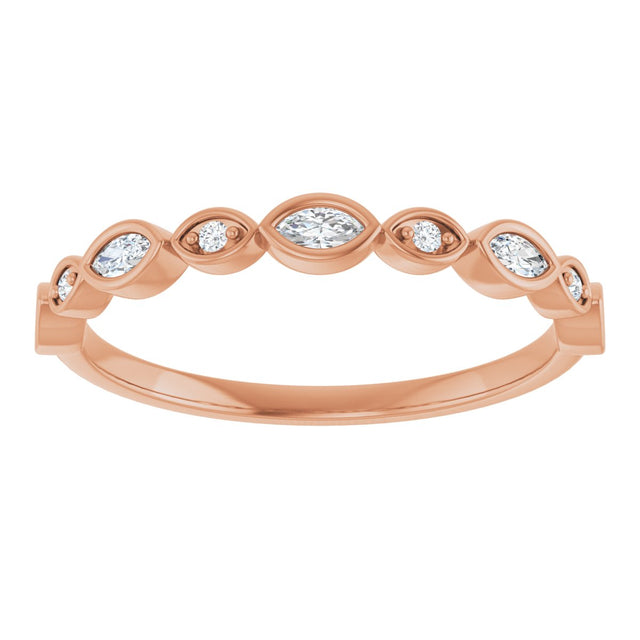 14K Gold Marquise Lab-Grown Diamond Anniversary Band – 1/6–1/3 CTW - Rose Gold - view 3