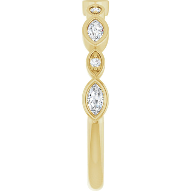 14K Gold Marquise Lab-Grown Diamond Anniversary Band – 1/6–1/3 CTW - Yellow Gold - view 4