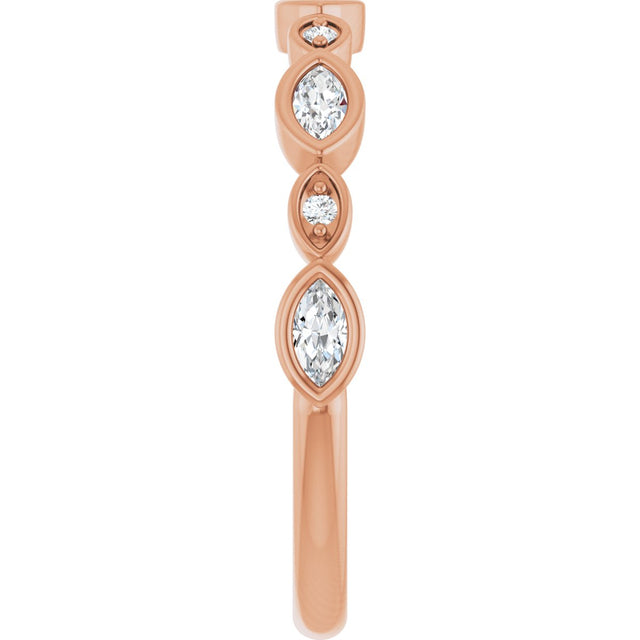 14K Gold Marquise Lab-Grown Diamond Anniversary Band – 1/6–1/3 CTW - Rose Gold - view 4