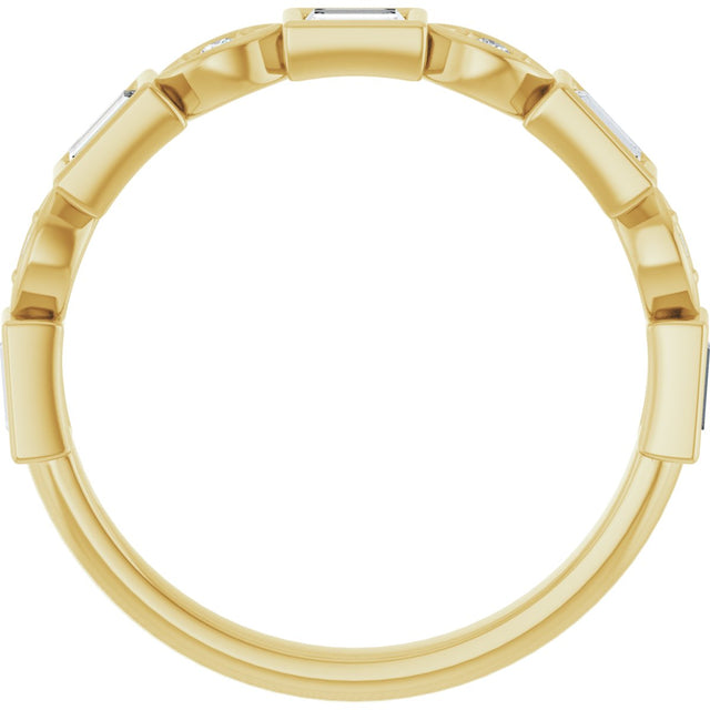 14K Gold Straight Baguette Natural Diamond Anniversary Band – 1/5–5/8 CTW - Yellow Gold - view 2