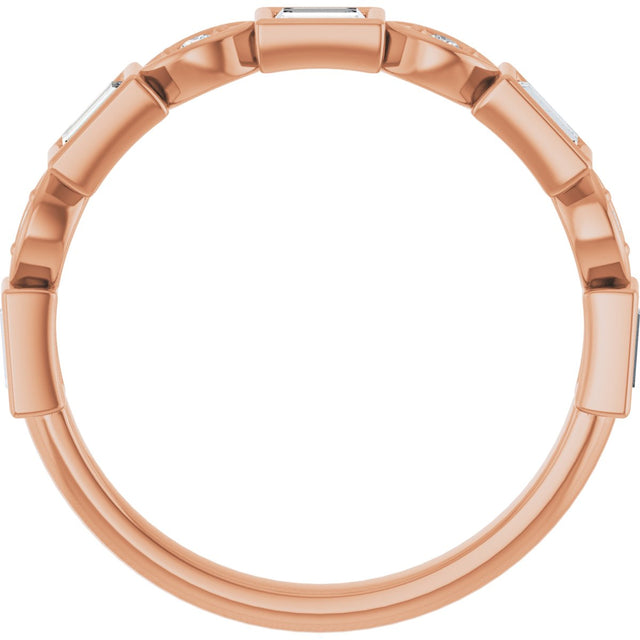 14K Gold Straight Baguette Natural Diamond Anniversary Band – 1/5–5/8 CTW - Rose Gold - view 2