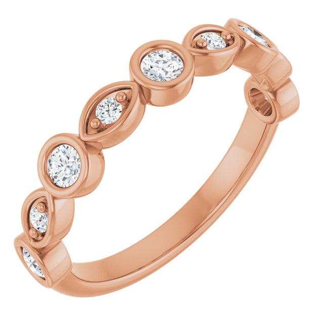 14K Gold Round Natural Diamond Anniversary Band – 1/8–5/8 CTW - Rose Gold
