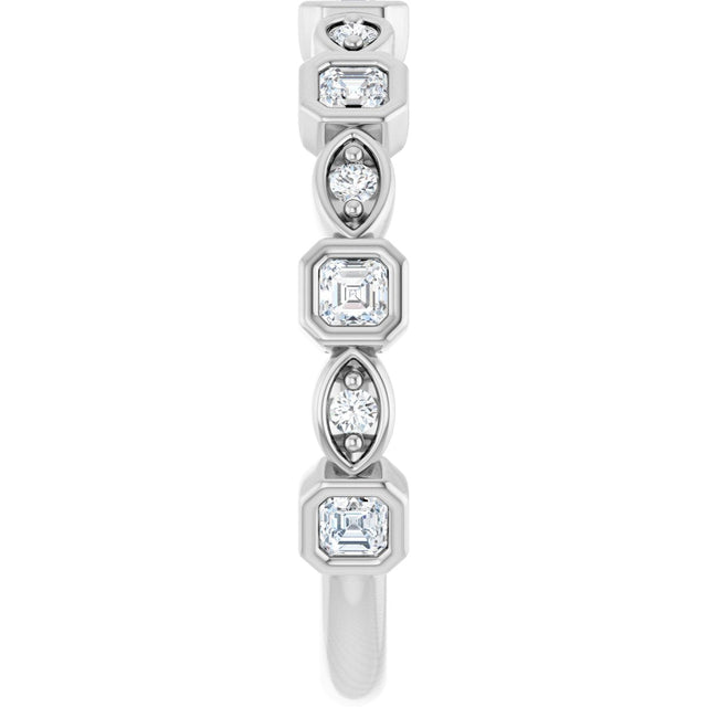14K Gold Asscher Natural Diamond Anniversary Band – 3/8–9/10 CTW - White Gold - view 4