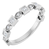 14K Gold Square Natural Diamond Anniversary Band – 1/5–9/10 CTW - White Gold