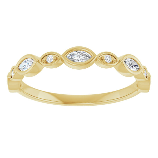 14K Gold Marquise Lab-Grown Diamond Anniversary Band – 1/6–1/3 CTW - Yellow Gold - view 3