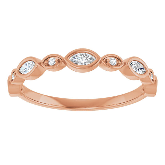 14K Gold Marquise Lab-Grown Diamond Anniversary Band – 1/6–1/3 CTW - Rose Gold - view 3