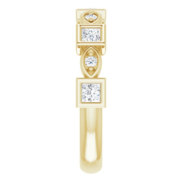 14K Gold Square Natural Diamond Anniversary Band – 1/5–9/10 CTW - Yellow Gold - view 4
