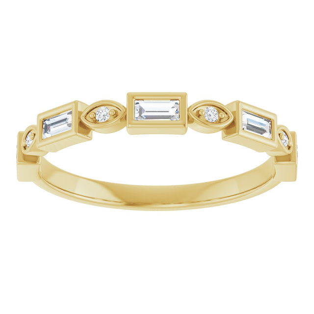 14K Gold Straight Baguette Natural Diamond Anniversary Band – 1/5–5/8 CTW - Yellow Gold - view 3