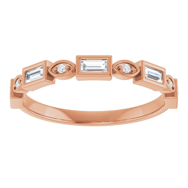 14K Gold Straight Baguette Natural Diamond Anniversary Band – 1/5–5/8 CTW - Rose Gold - view 3