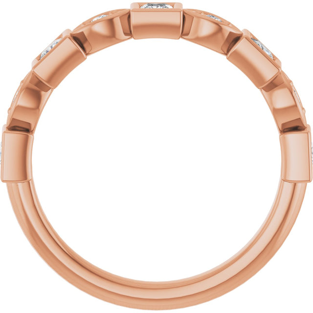 14K Gold Square Natural Diamond Anniversary Band – 1/5–9/10 CTW - Rose Gold - view 2