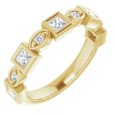 14K Gold Square Natural Diamond Anniversary Band – 1/5–9/10 CTW - Yellow Gold