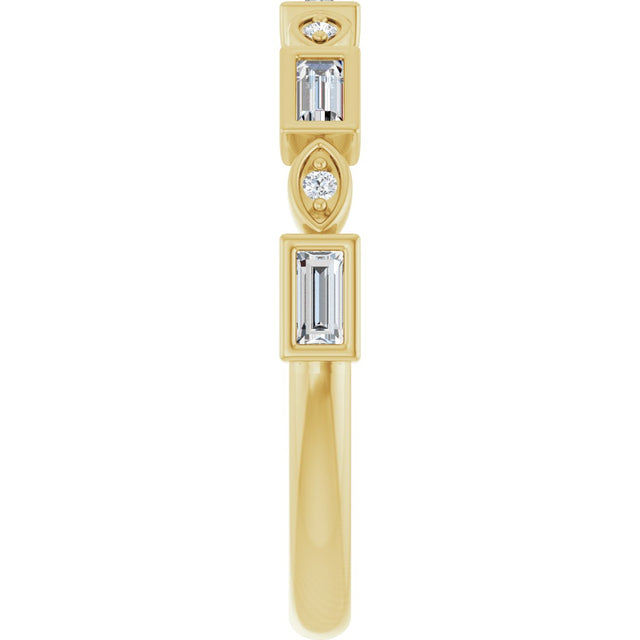 14K Gold Straight Baguette Natural Diamond Anniversary Band – 1/5–5/8 CTW - Yellow Gold - view 4