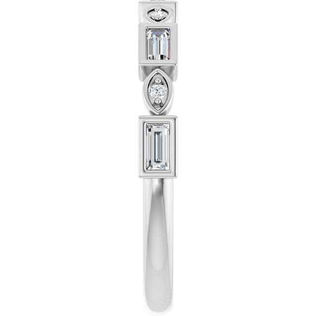 Platinum Straight Baguette Natural Diamond Anniversary Band – 1/5–5/8 CTW - view 4