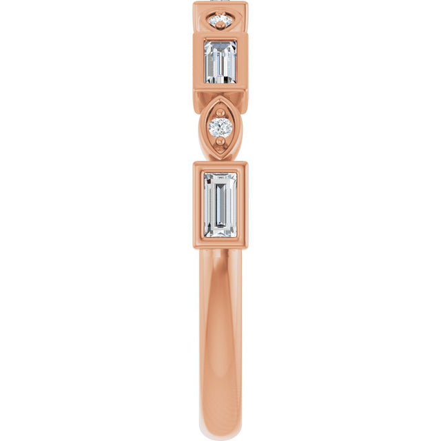 14K Gold Straight Baguette Natural Diamond Anniversary Band – 1/5–5/8 CTW - Rose Gold - view 4