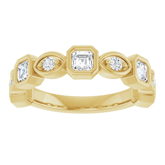 14K Gold Asscher Natural Diamond Anniversary Band – 3/8–9/10 CTW - Yellow Gold - view 3