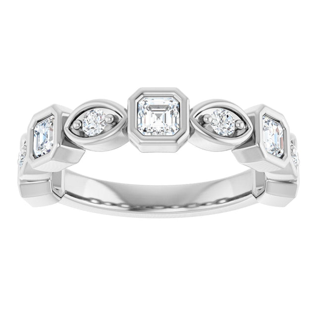 Platinum Asscher Natural Diamond Anniversary Band – 3/8–9/10 CTW - view 3