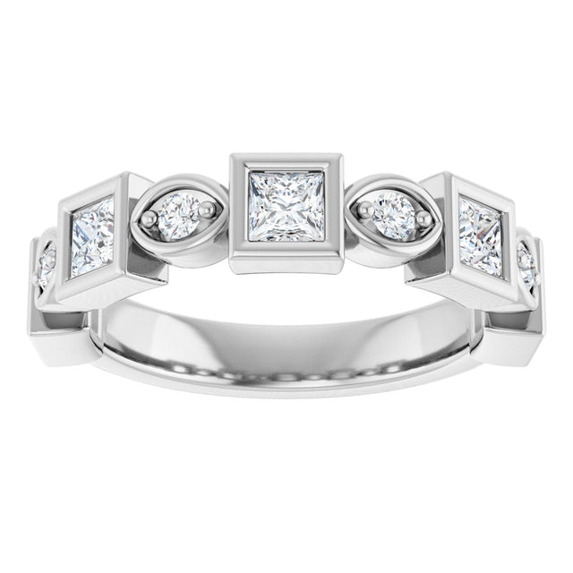 Platinum Square Natural Diamond Anniversary Band – 1/5–9/10 CTW - view 3